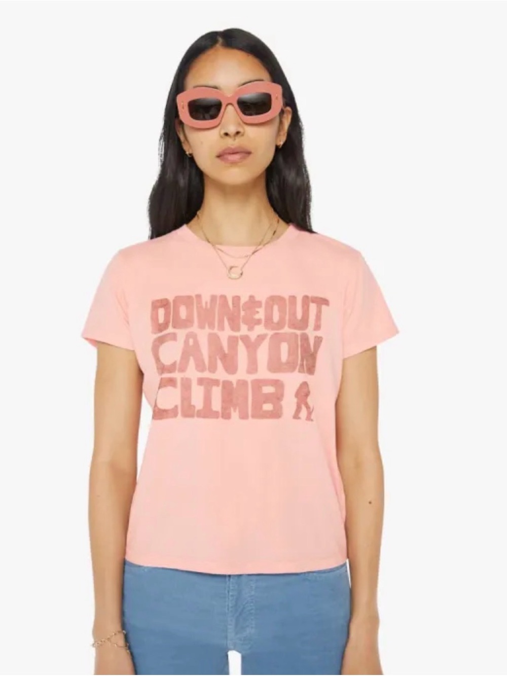 MOTHER Pink 'Down & Out Canyon Climb' Graphic Short Sleeve Tee